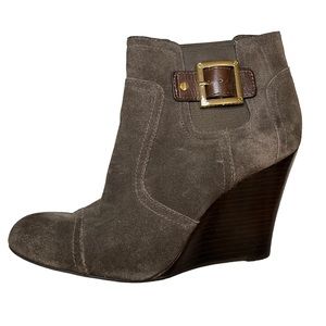 Tory Burch Brooke Suede Wedge Ankle Boots Size 10. Color: brown, heel: 3.75”